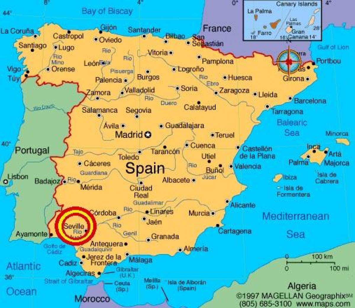 اشبيلية إسبانيا خريطة